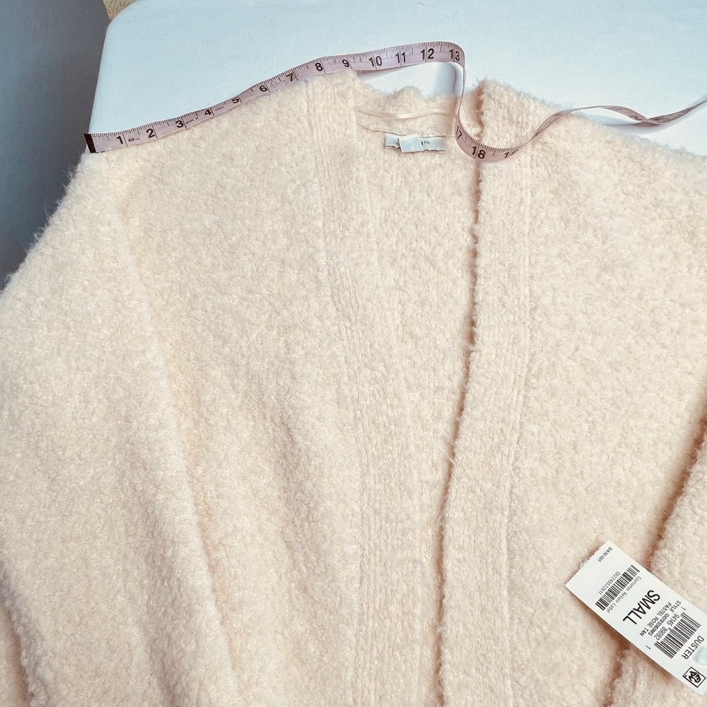 Bohemian  Boucle long, open-front duster cardigan, in PASTEL ROSE TAN size S - Picture 13 of 13